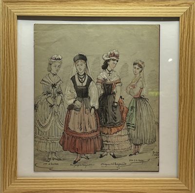 Ecole du XIXème siècle. Dessin de mode.
