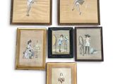 four framed pictures of a woman in a white dress and four framed pictures of a woman in a white dress