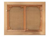 a close up of a wooden frame with a picture on it