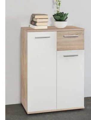 Meuble de rangement JACKY - Blanc mat et décor chêne Sonoma …