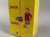 two yellow boxes with a picture of a woman in a skirt on them