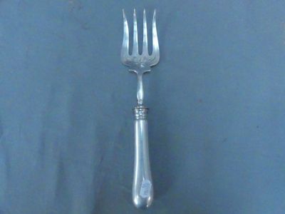 a silver fork and a silver spoon on a blue surface