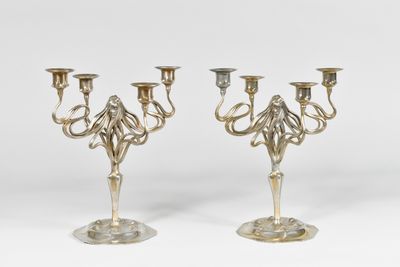 Paire de candélabres Art Nouveau par Ferdinand Schmitz