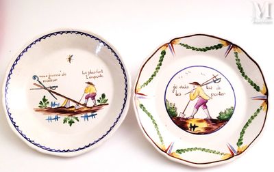 two plates with a picture of a man and a woman on them