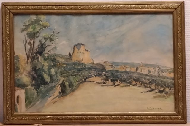 FISCHER. Aquarelle « Paysage ». Signé en bas à droite. 29 x 47 à 