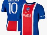 a blue and red soccer jersey with the number 10 on it