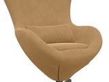 an image of a brown chair with a black base on a white background