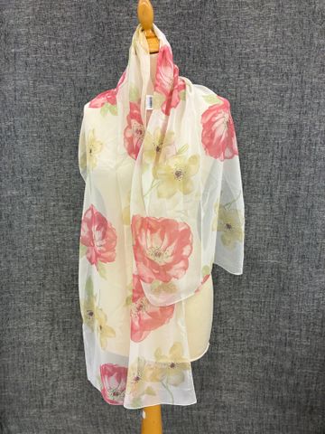 CACHAREL   Foulard en soie imprimé de fleur