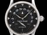 gros plan d'une montre-bracelet avec un bracelet en cuir noir