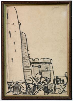 une image représentant un dessin d'un homme à cheval tirant une charrette