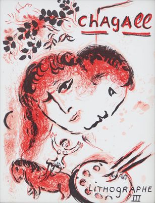 un dessin en rouge et noir représentant une femme tenant des baguettes à la main
