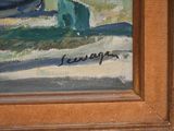 a picture of a painting of a woman sitting on a bench