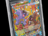 La carte à collectionner Pokémon se trouve dans un étui en plastique transparent
