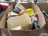many boxes that are full of items in the street