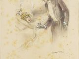 an image of a drawing of a man lighting a cigarette