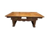 an image of a wooden table with two drawers on top of it