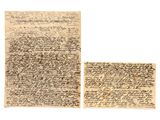 deux vieux morceaux de papier portant des inscriptions manuscrites