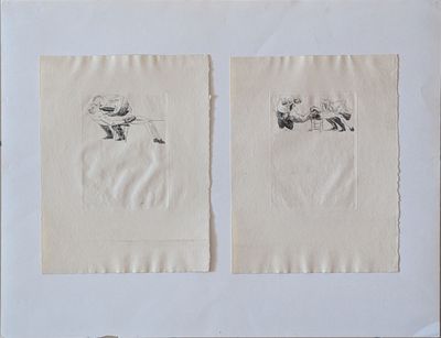 Deux dessins représentant un homme et une femme se trouvent sur une feuille de papier