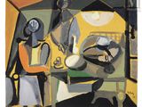 une image d'un tableau représentant un homme et une femme assis à une table