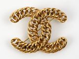 chanel goldtone chain link brooch