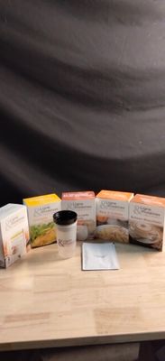 a table with a variety of food items on it