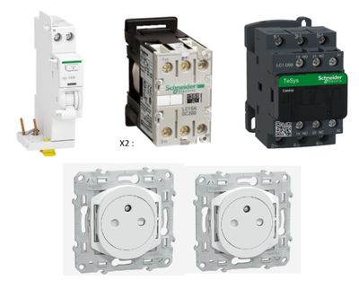 four different types of electrical switches and sockets