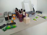 a table with a lot of different items on it