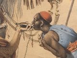 a drawing of a man drinking water from a bottle