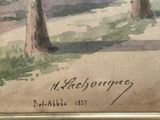a picture of a painting of trees in a park