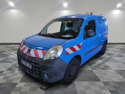 a blue van with a red and white stripe on it
