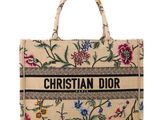 a close up of a bag with flowers on it