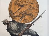 affiche française représentant un soldat portant une pièce d'or et un fusil