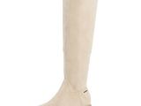 Une paire de bottes pour femme est représentée sur un fond blanc