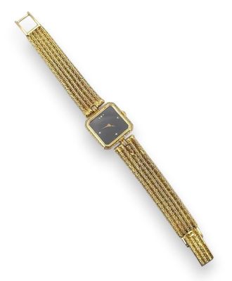 an eighteen karat gold wrist watch, by cartier