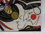 a picture of a needled picture of a woman with headphones