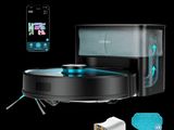an image of a black and blue roombake with a remote control