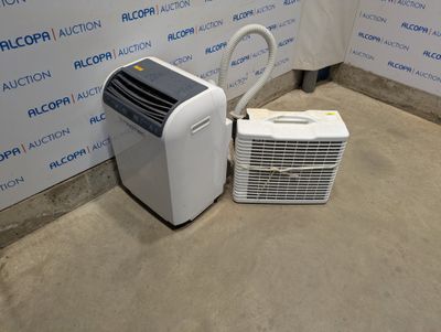 a small air conditioner sitting next to a small air conditioner