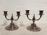 pair of antique silver plated candelabs with candlesticks