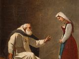 une image représentant un tableau dans lequel un homme et une femme sont en train de discuter