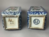 pair of chinese blue and white porcelain boxes