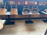 many baskets on the tables in the room