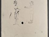 drawing of a man and a woman standing next to each other on a piece of paper