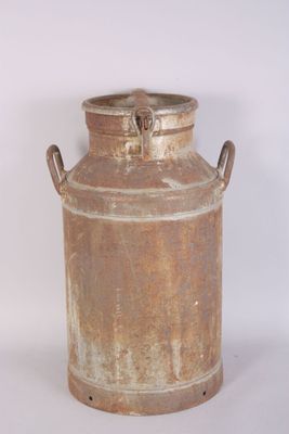a large metal container with handles on a white surface