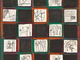 une image représentant un tableau représentant un damier orné de différents motifs