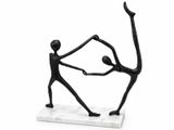 sculpture of two people holding hands on a marble base