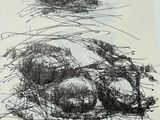 a drawing of a black and white picture on a piece of paper