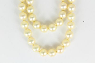 deux rangées de perles blanches sur un fond blanc