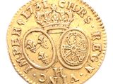 a close up of a gold coin with a crown on it