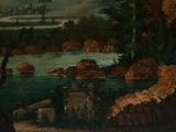 an image of a painting of a river with a castle in the background