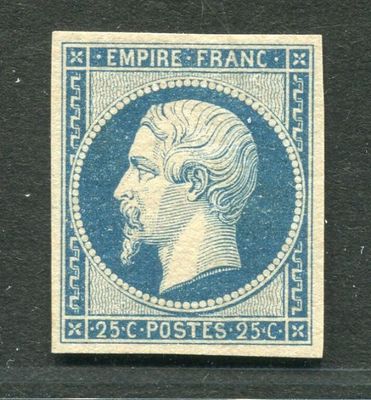 FRANCE - n° 15 - 25c bleu 2e EMPIRE, NAPOLEON III tête nue.